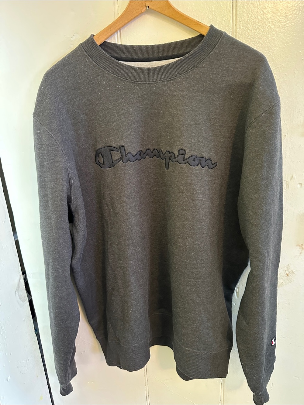 Champion Charcoal Gray Embroidered Logo Crewneck Sweatshirt